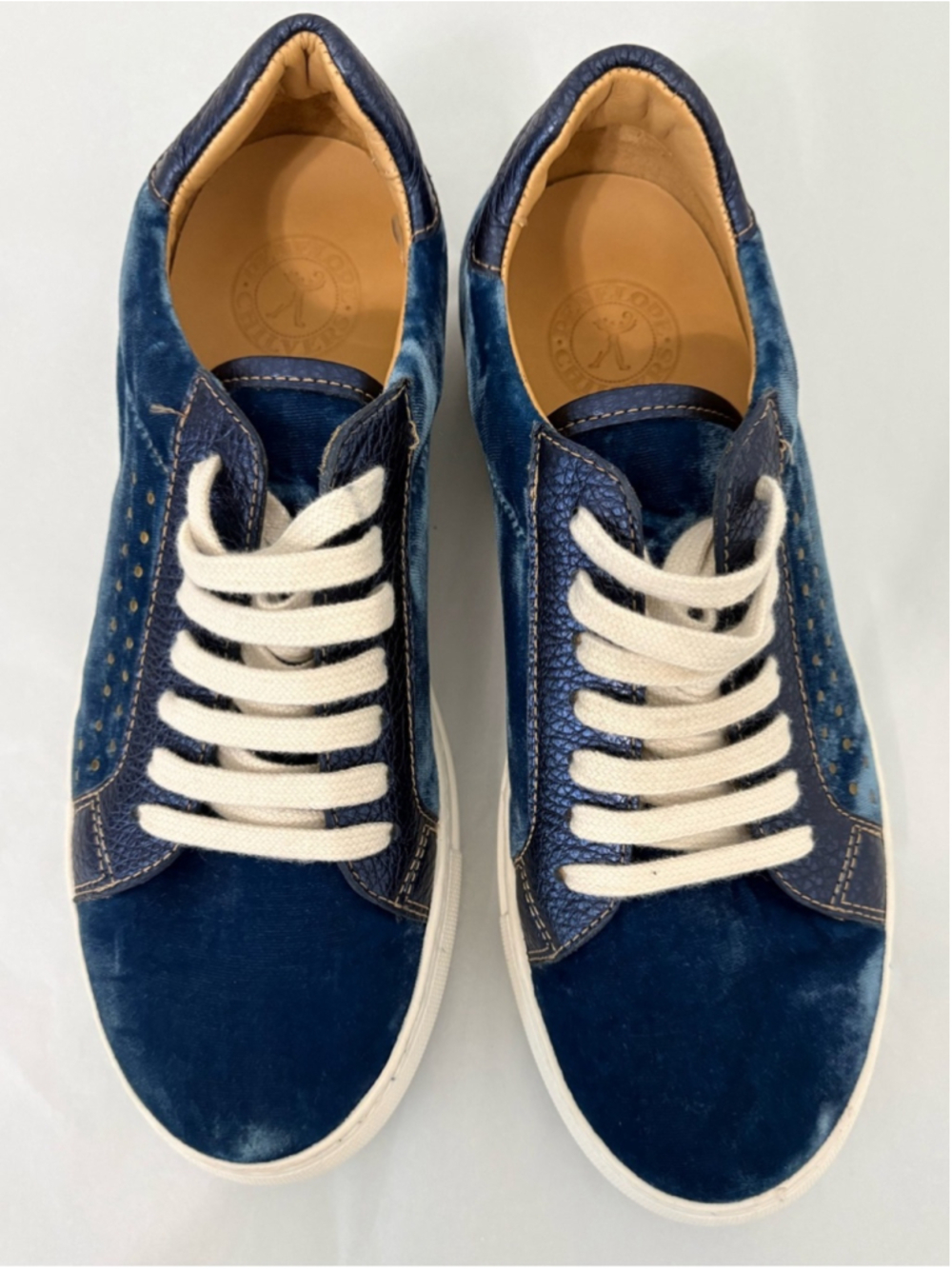 Penelope Chilvers Paradise Velvet Sneakers Sz 7.5 Indigo Blue EUC - Picture 4 of 11